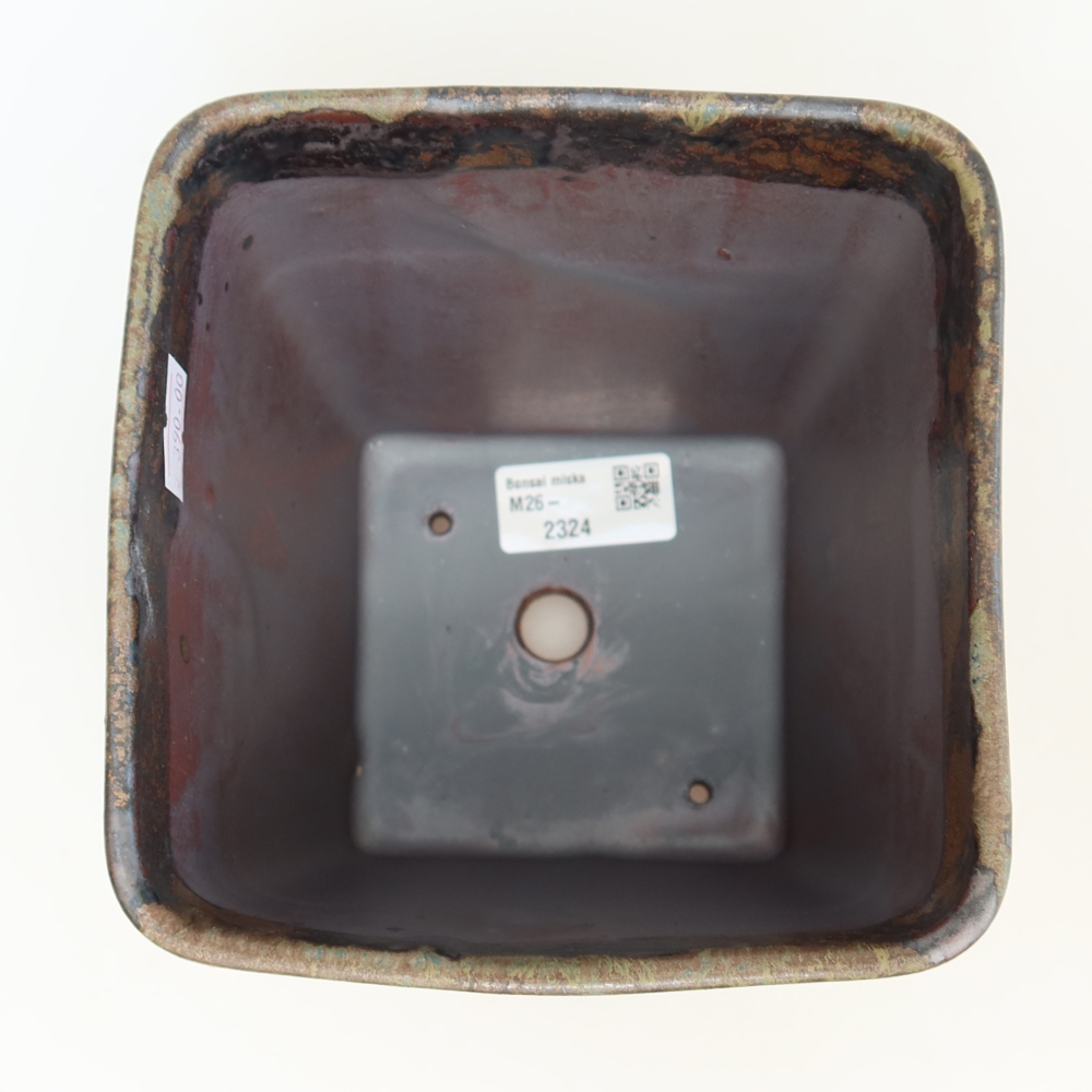 Ceramic bonsai bowl 14 x 14 x 15 cm, brown