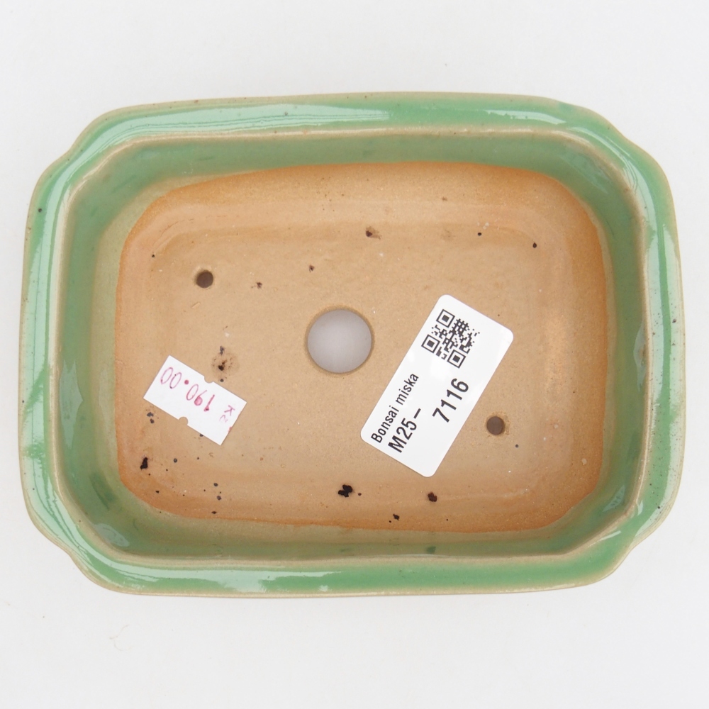 Ceramic bonsai bowl 14 x 11 x 4 cm, green