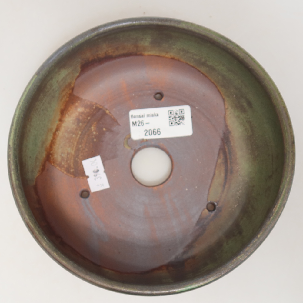 Ceramic bonsai pot, 16 x 16 x 5.5 cm, green