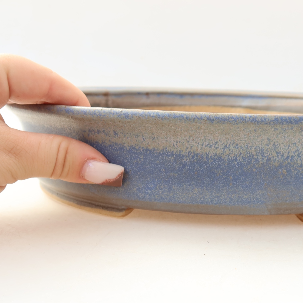 Ceramic bonsai pot, 26 x 24 x 6 cm, blue