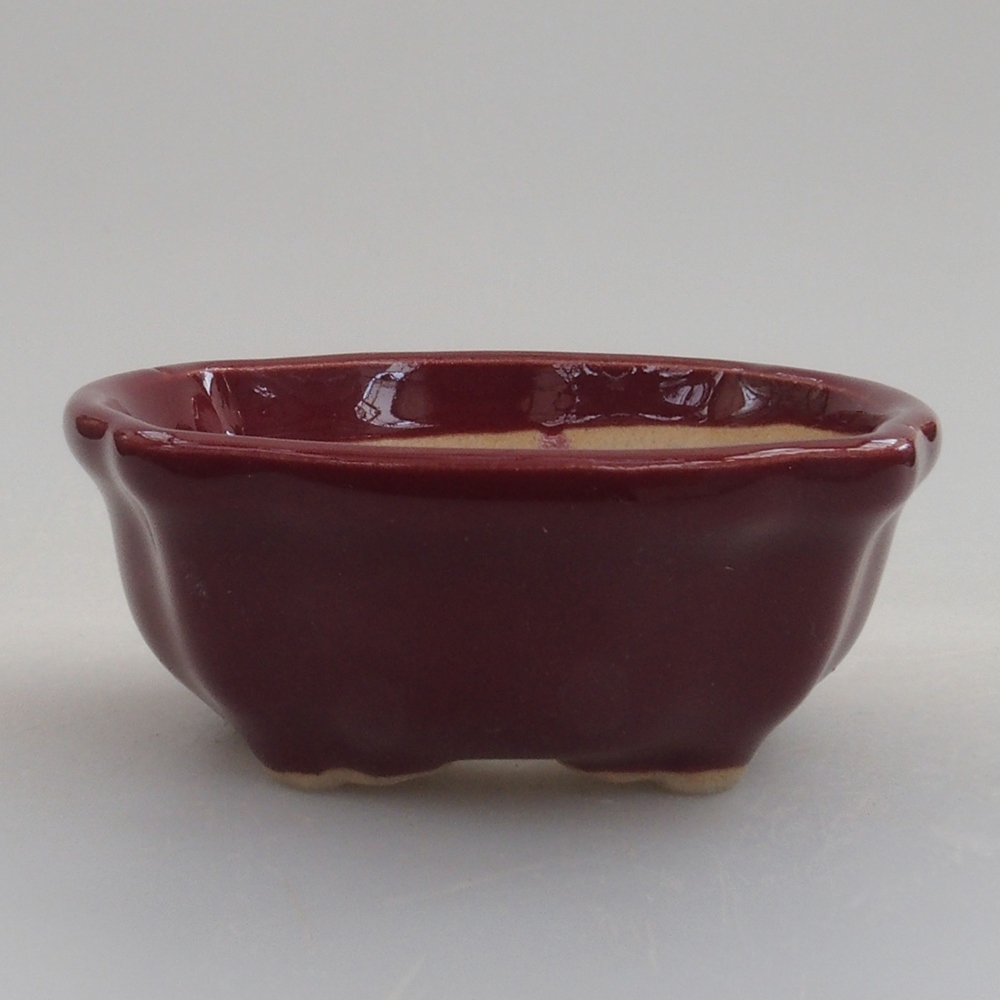 Mini bonsai bowl 6 x 6 x 2,5 cm, color burgundy