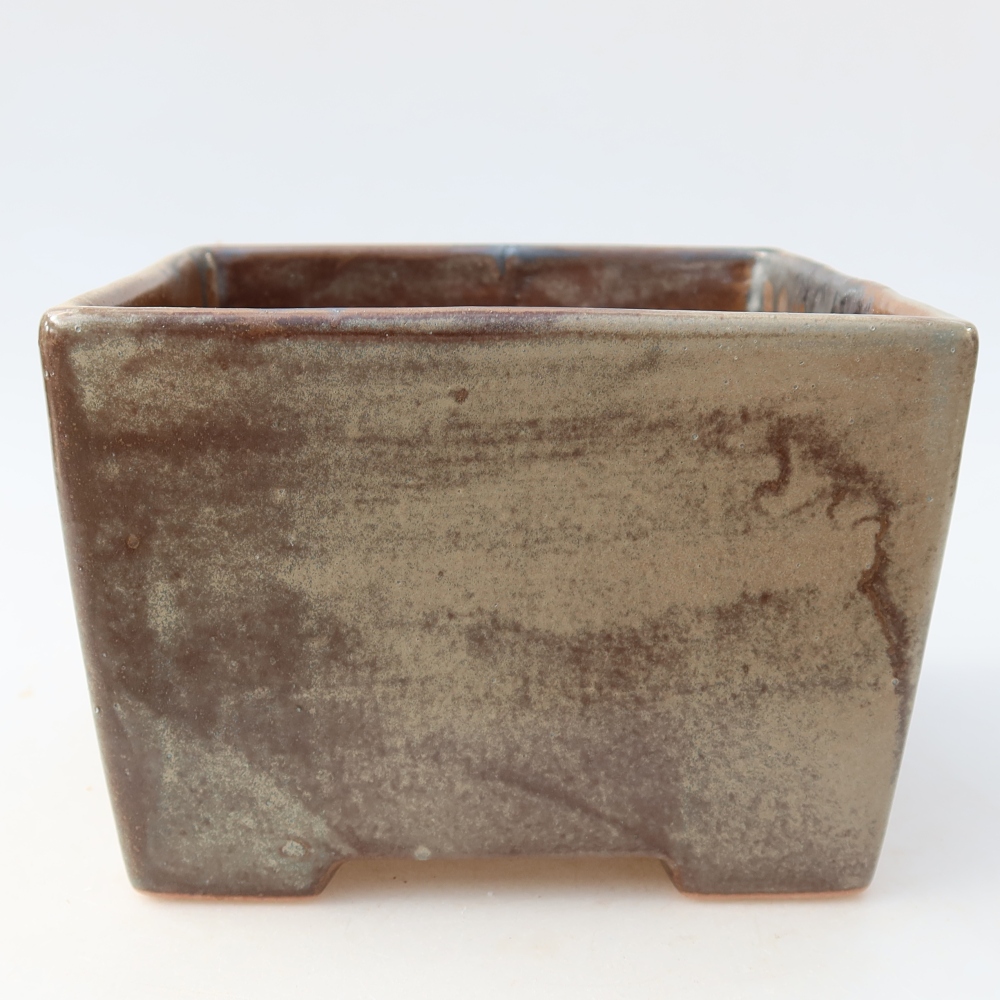 Ceramic bonsai pot, 15.5 x 15.5 x 11 cm, brown