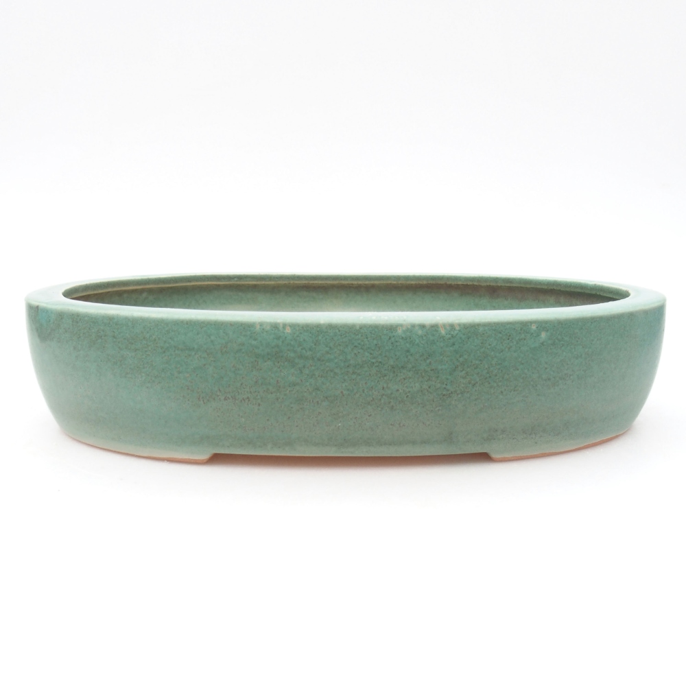 Ceramic bonsai bowl 26,5 x 21 x 5,5 cm, color green