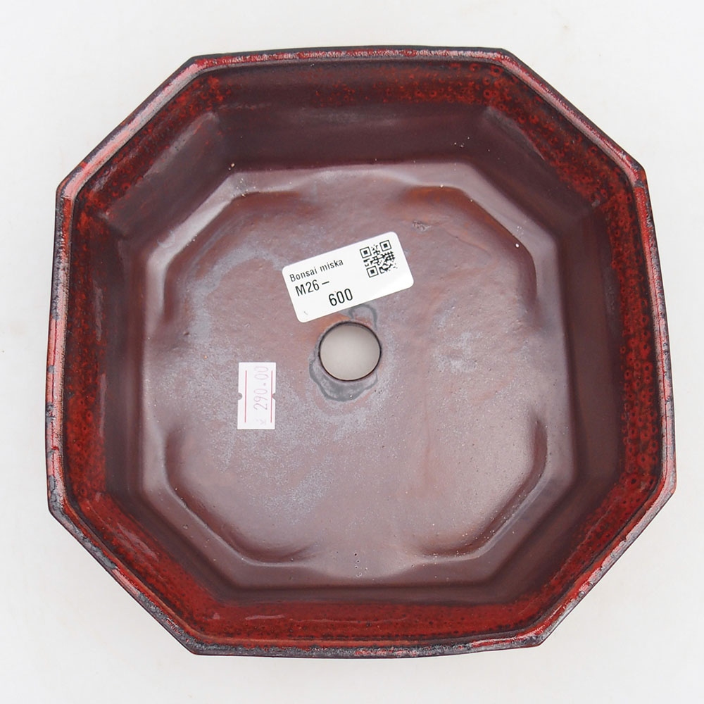 Ceramic bonsai bowl 17,5 x 17,5 x 6 cm, colour red