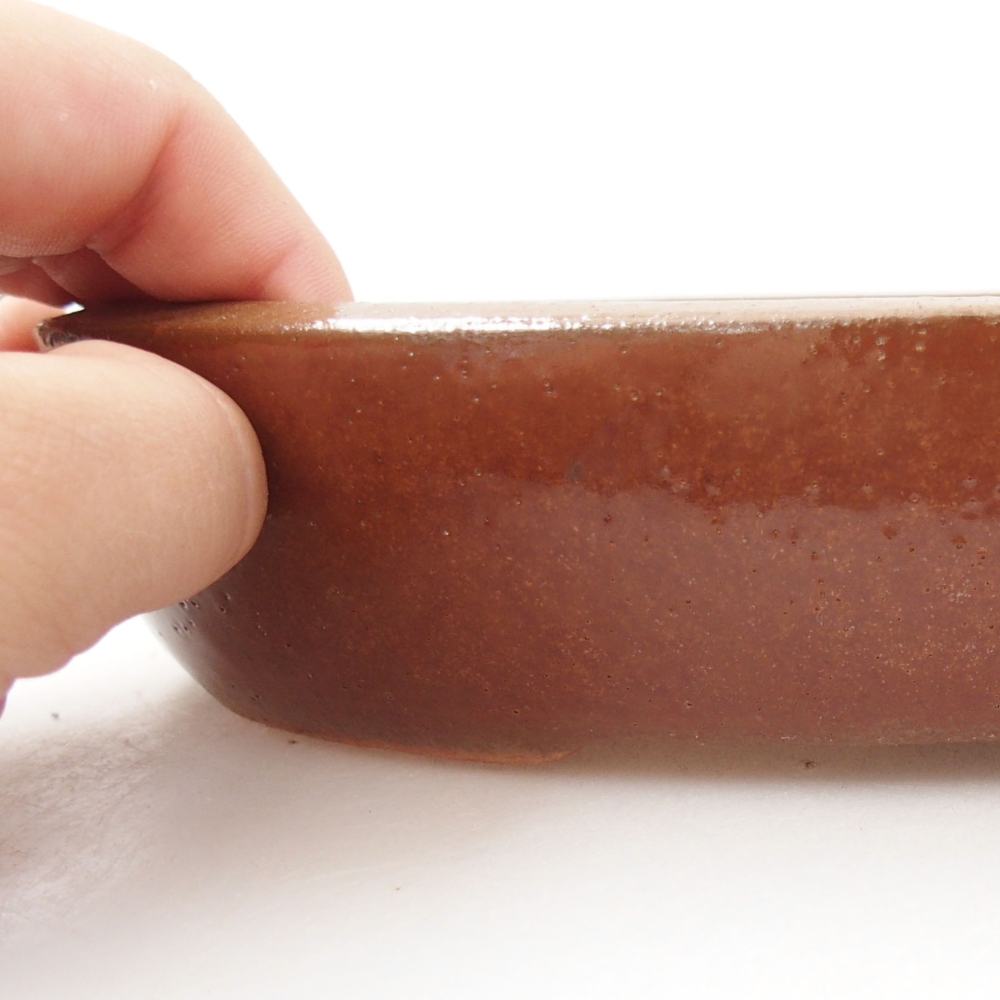 Ceramic bonsai bowl 22 x 16,5 x 4 cm, color brown