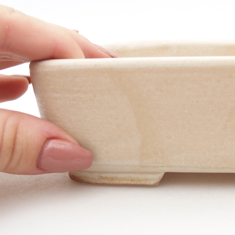 Ceramic bonsai bowl 15 x 12 x 4,5 cm, colour beige