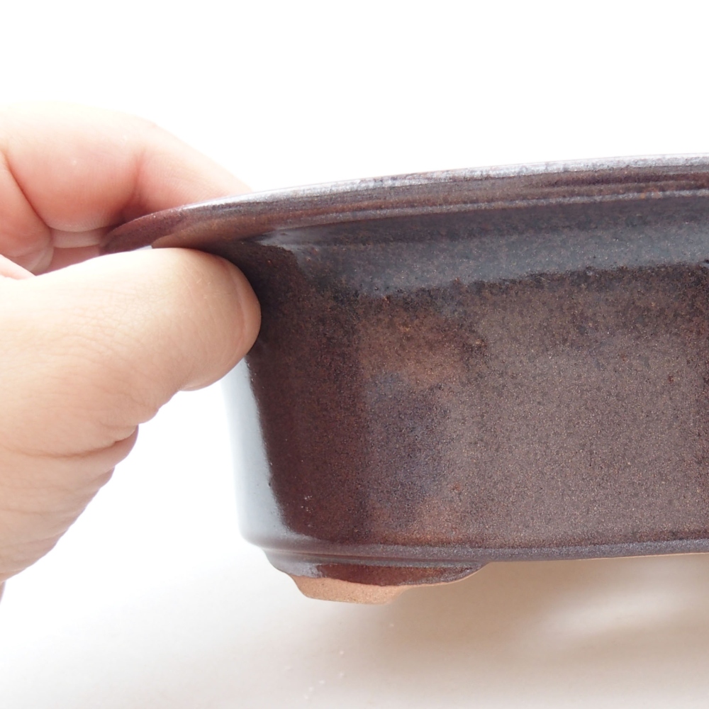 Ceramic bonsai bowl 19,5 x 16 x 6,5 cm, color brown