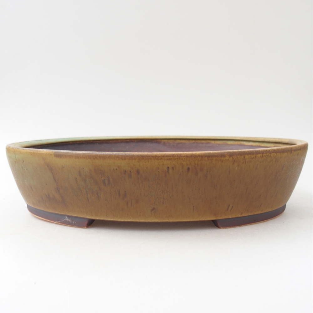 Ceramic bonsai bowl 28,5 x 25 x 6 cm, green