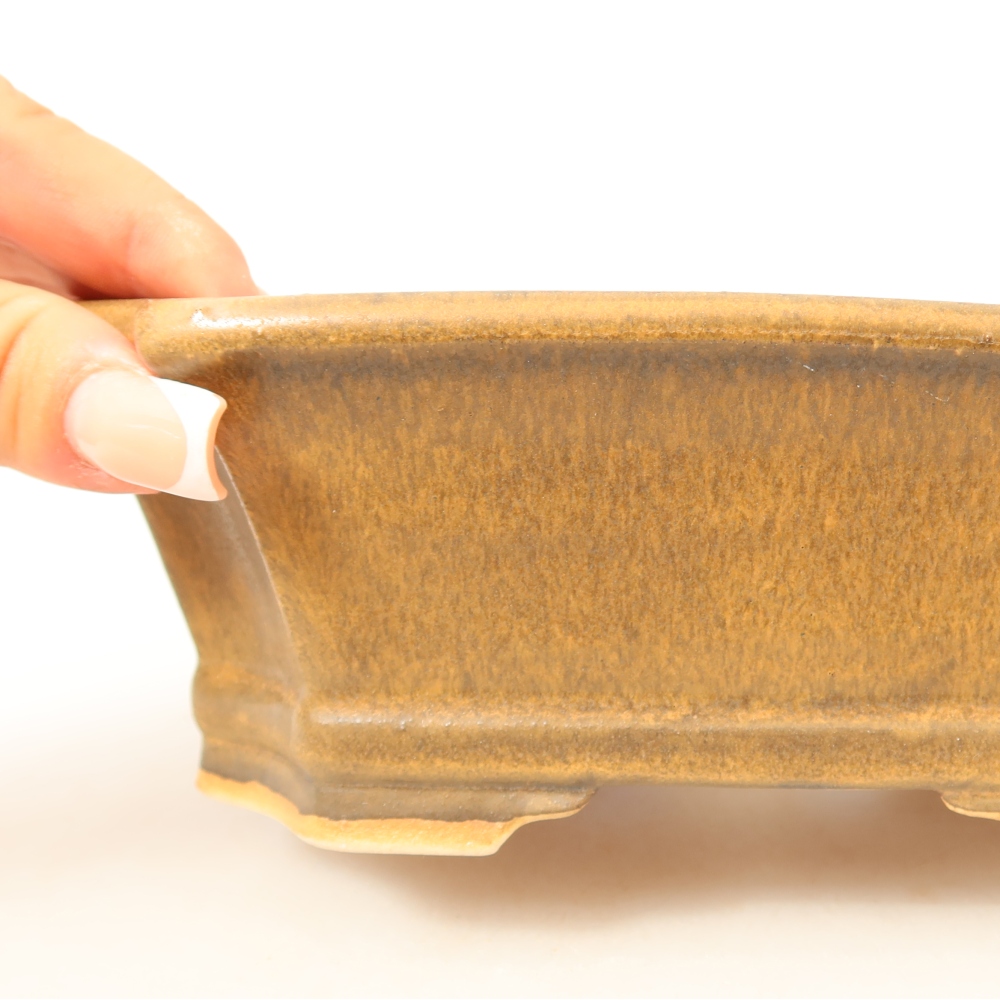 Ceramic bonsai pot, 18 x 15 x 6 cm, brown