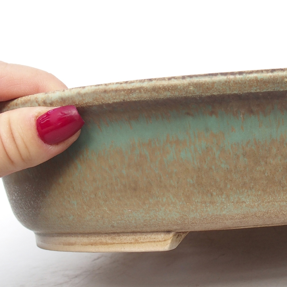 Ceramic bonsai bowl 29 x 25 x 6 cm, color green