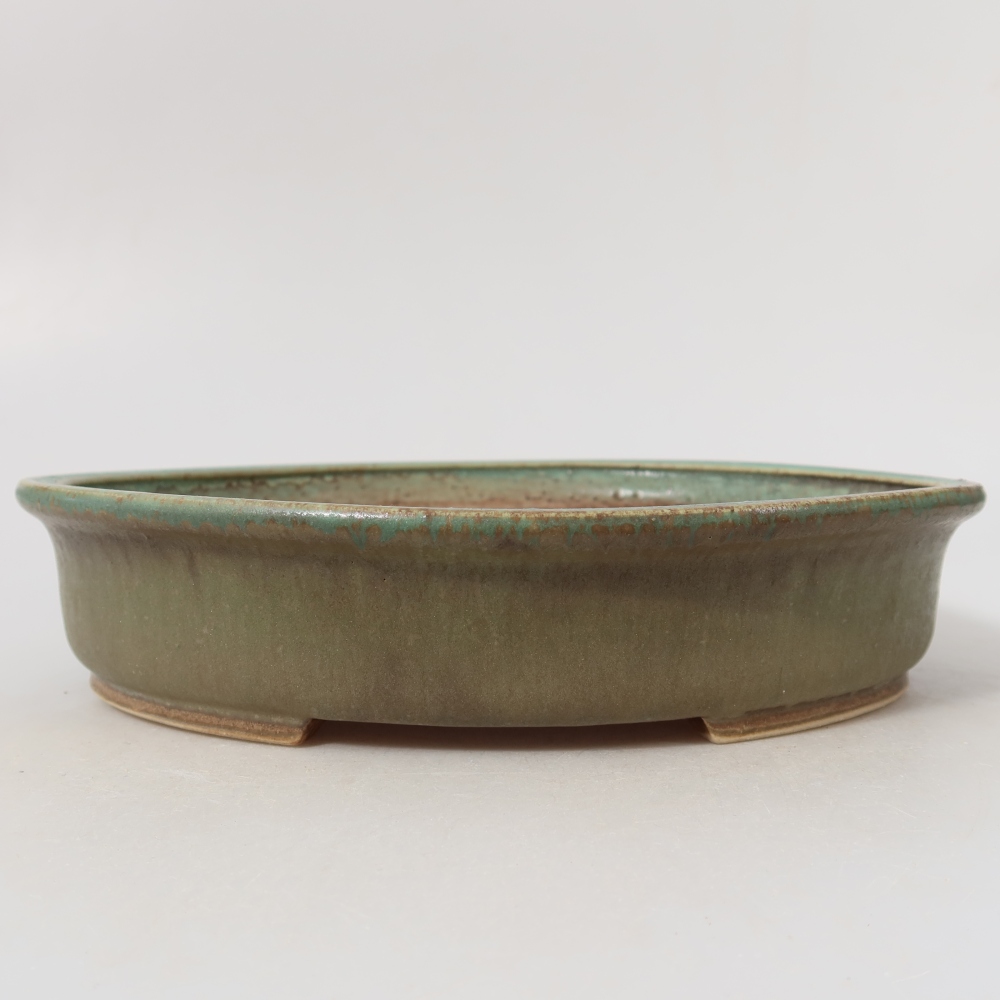 Ceramic bonsai bowl 24 x 21 x 5 cm, green