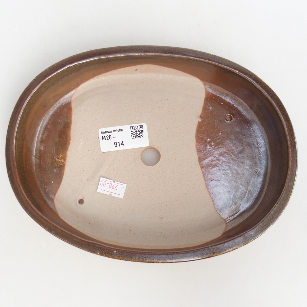 Ceramic bonsai bowl 22 x 17 x 4 cm, brown