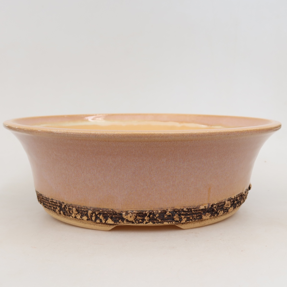 Ceramic bonsai pot, 26.5 x 26.5 x 8 cm, pink