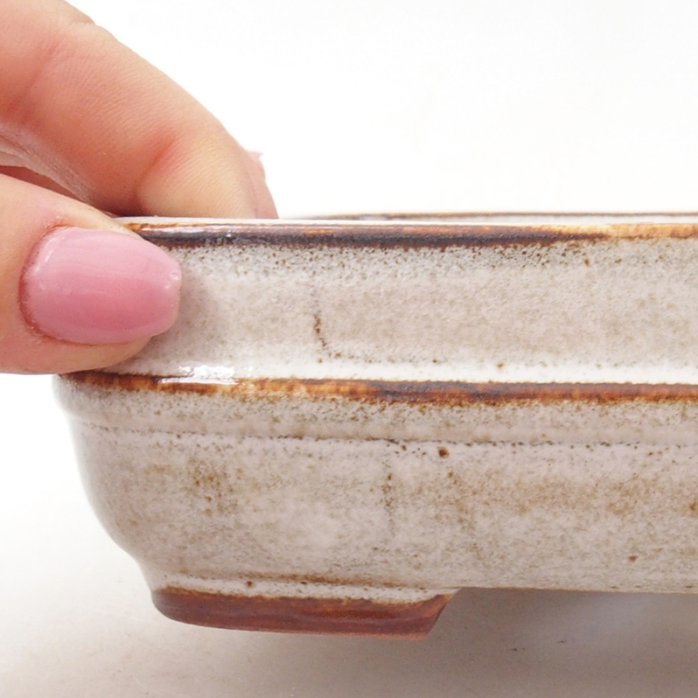 Ceramic bonsai bowl 14 x 12,5 x 4,5 cm, color white