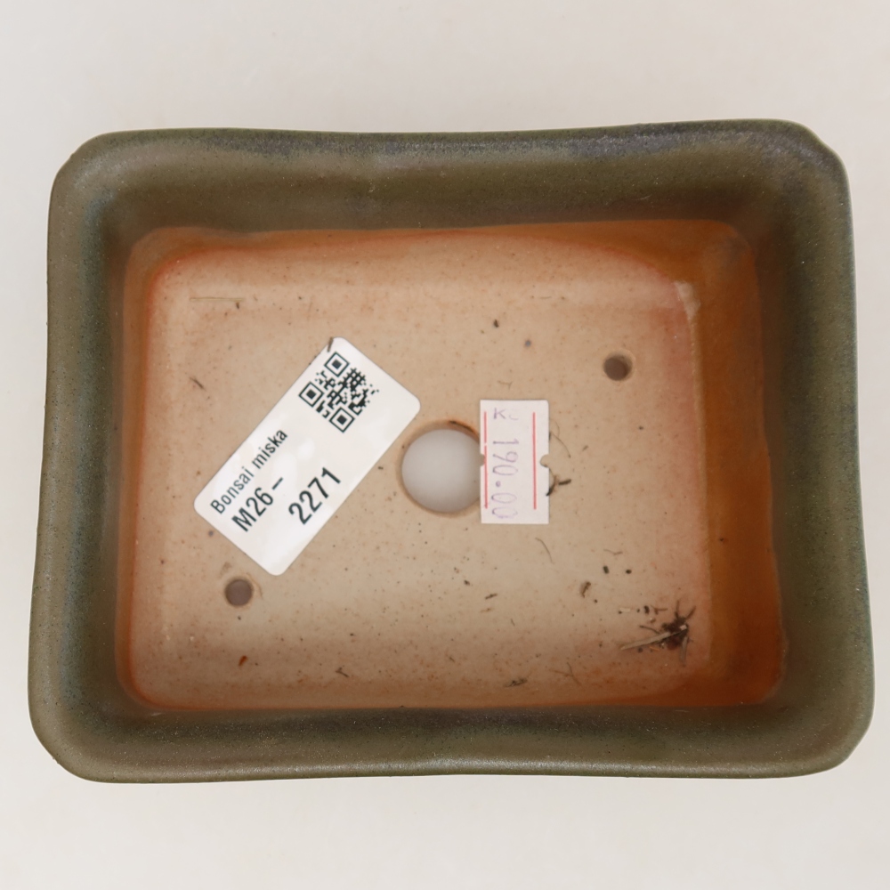 Ceramic bonsai pot, 12 x 10 x 5 cm, green