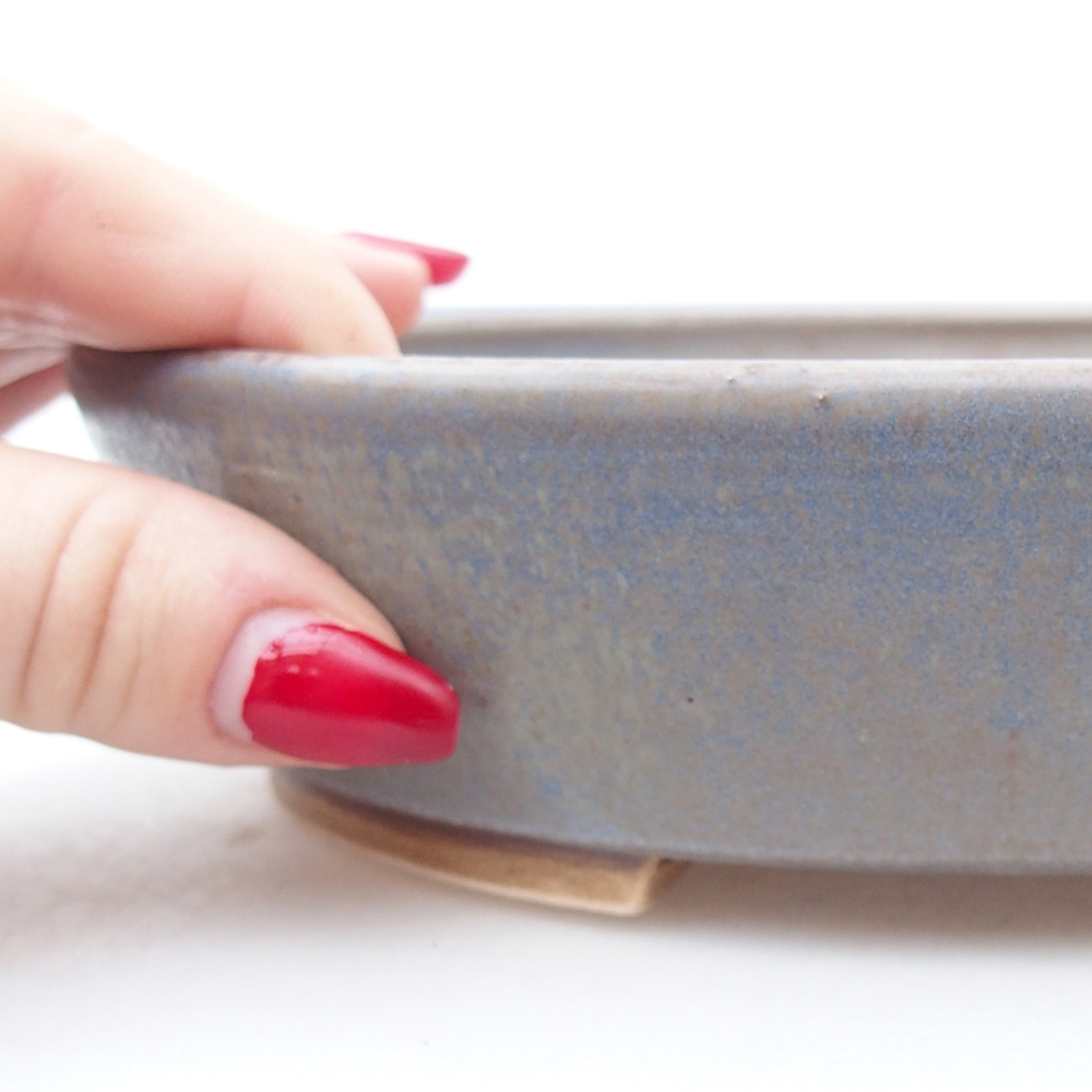 Ceramic bonsai bowl 18,5 x 16,5 x 4,5 cm, colour blue