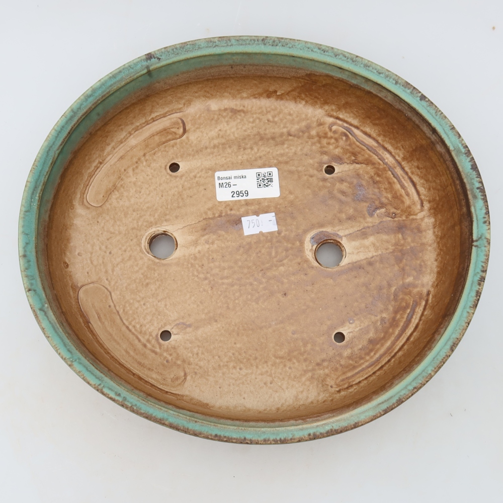 Ceramic bonsai pot, 27 x 24 x 5.5 cm, green