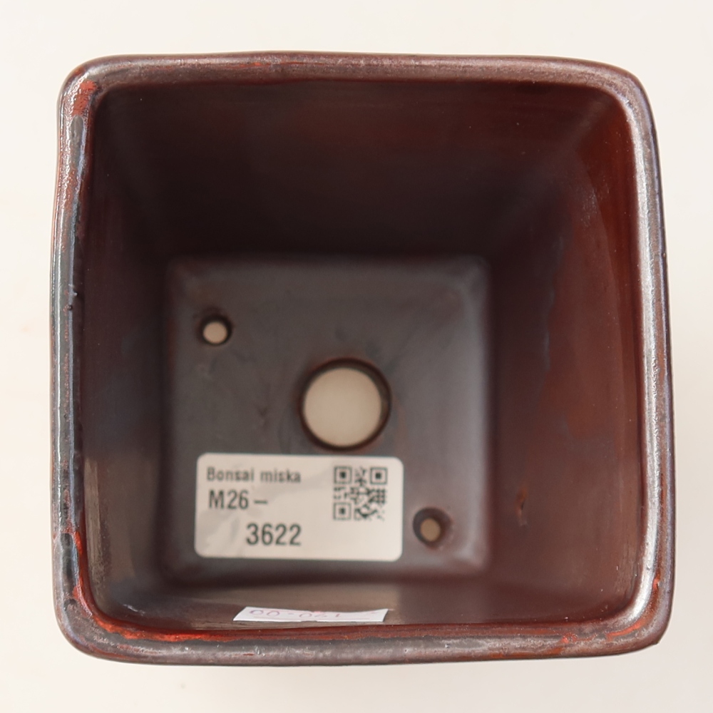 Ceramic bonsai pot, 9 x 9 x 11.5 cm, brown