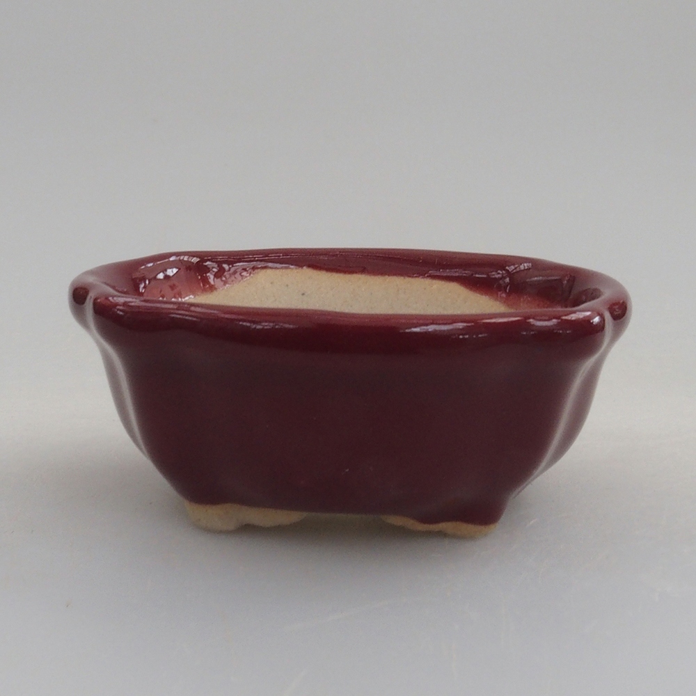 Mini bonsai bowl 6 x 6 x 2,5 cm, color burgundy