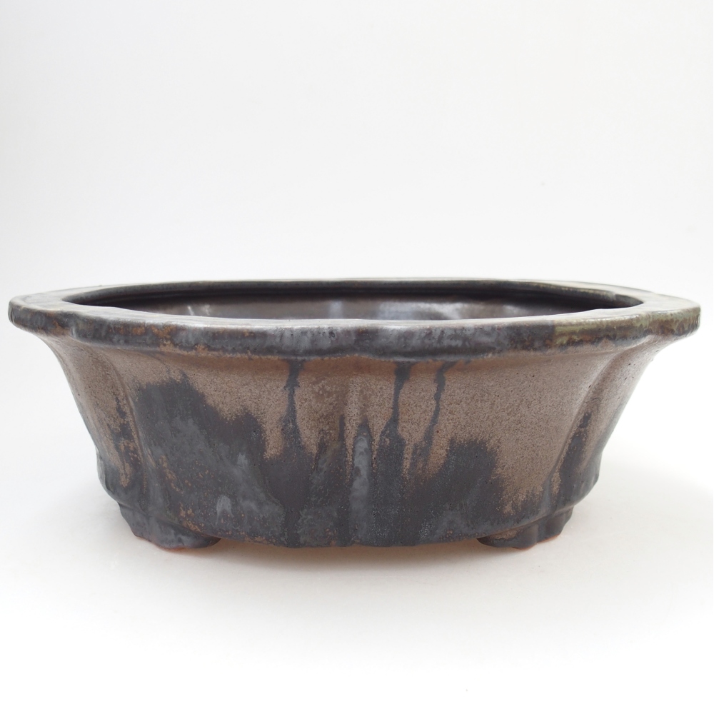 Ceramic bonsai bowl 26,5 x 26,5 x 8 cm, brown