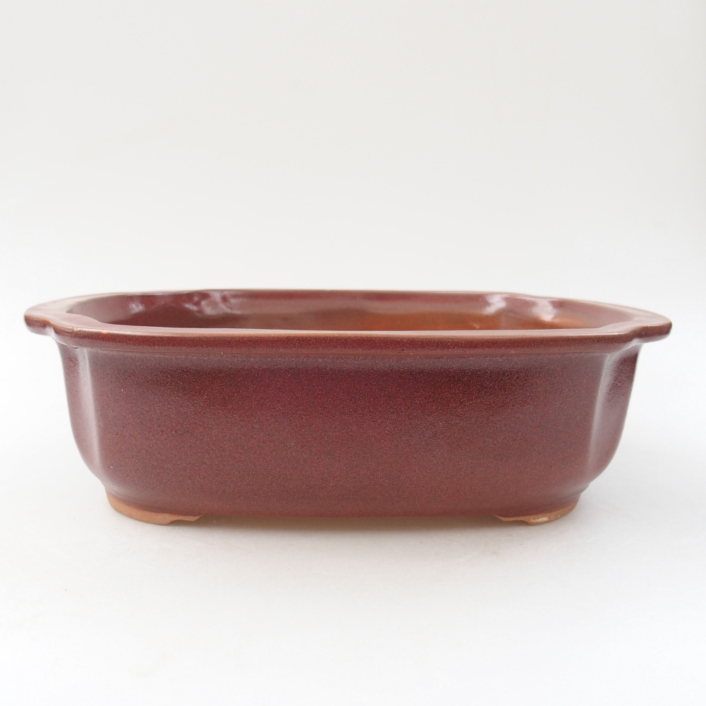 Ceramic bonsai bowl 24,5 x 21 x 7 cm, color burgundy