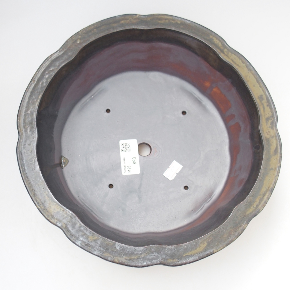 Ceramic bonsai bowl 26,5 x 26,5 x 8 cm, brown