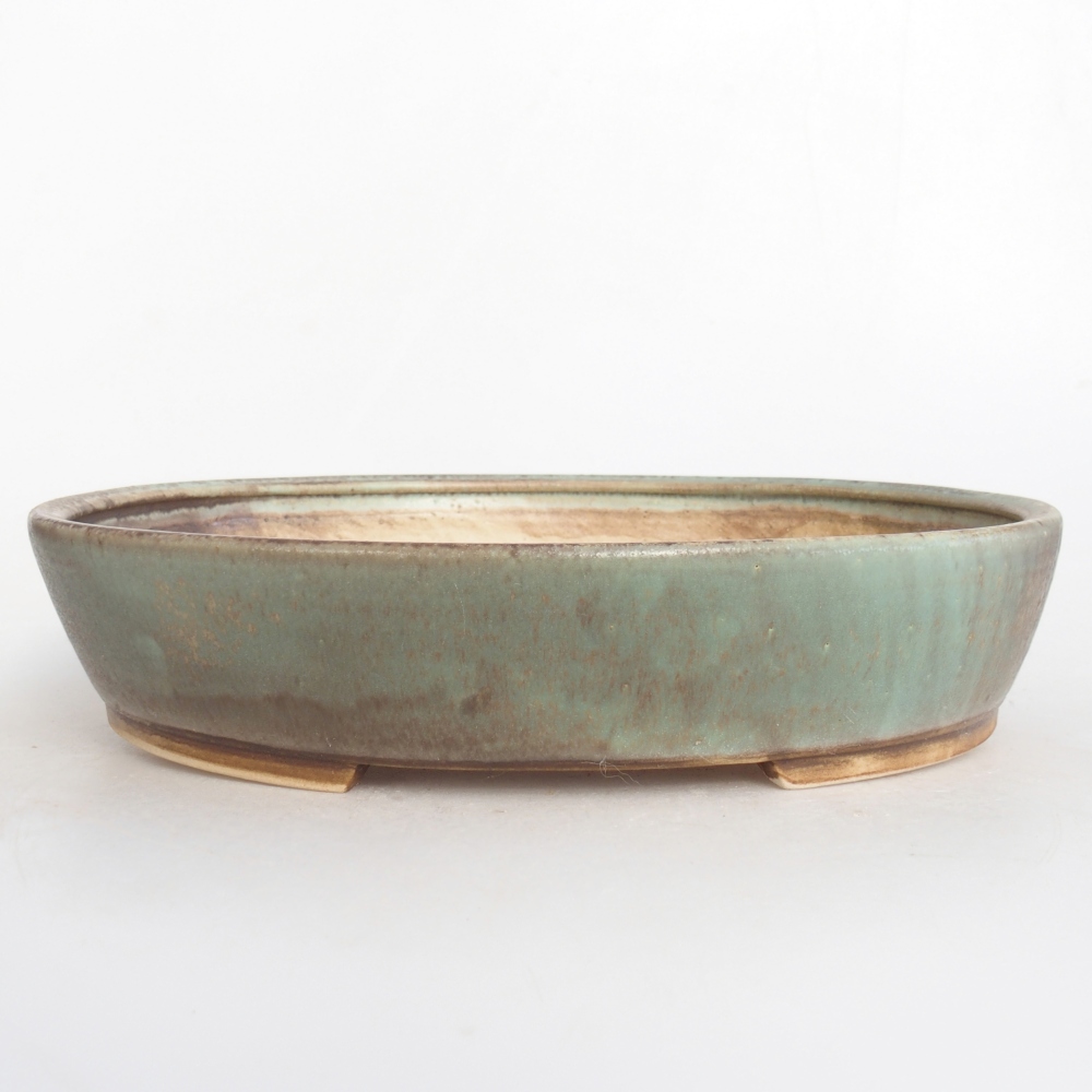Ceramic bonsai bowl 28 x 24 x 6 cm, green