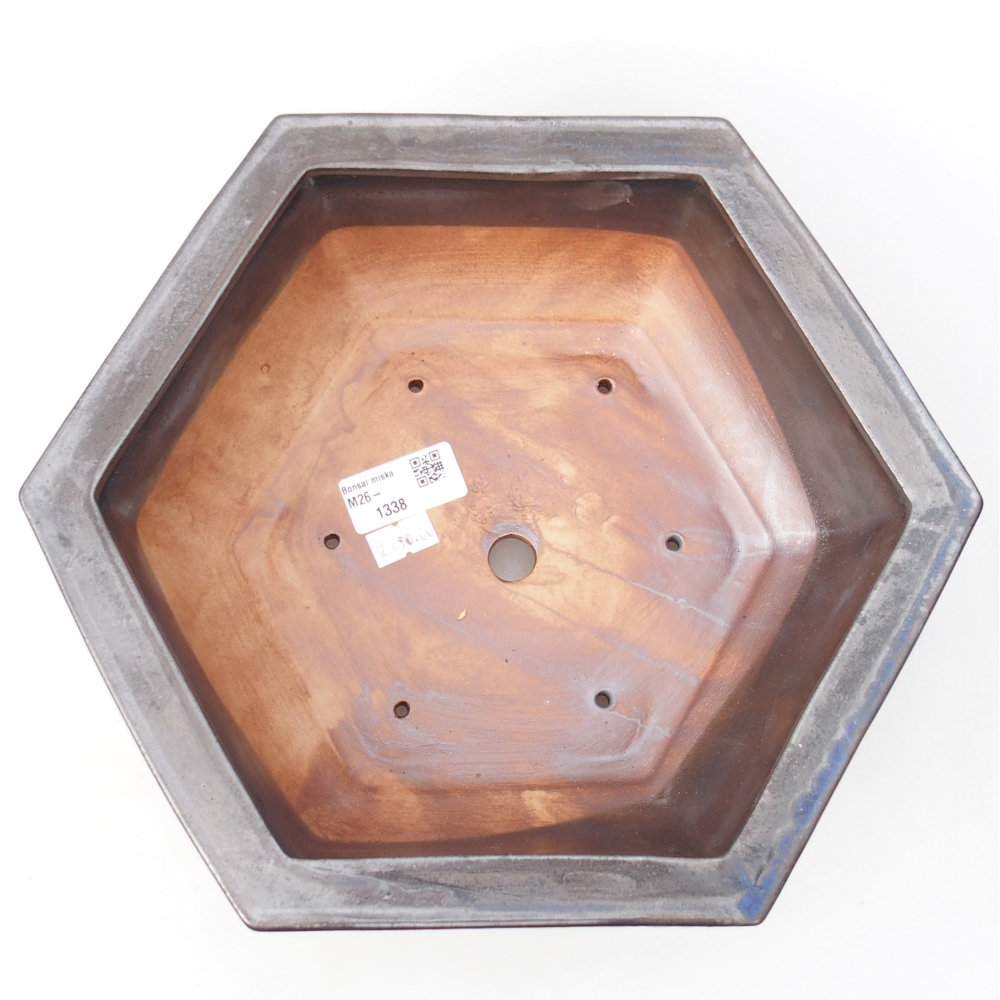 Ceramic bonsai bowl 28 x 24,5 x 9 cm, colour blue-black