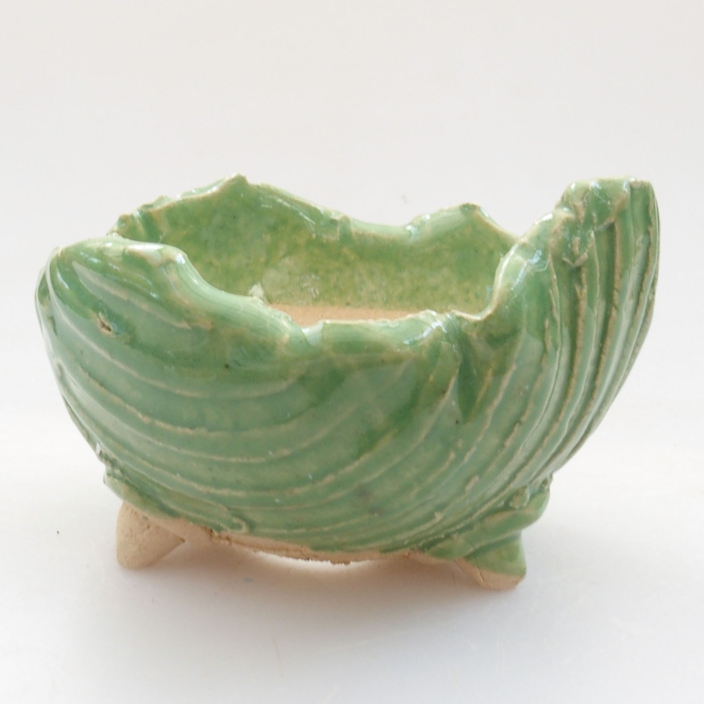 Ceramic shell 7 x 7 x 5,5 cm, color green