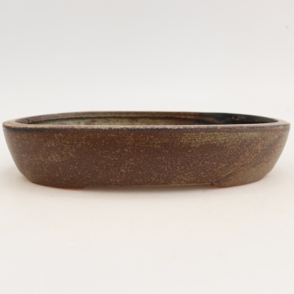 Ceramic bonsai bowl 22 x 17 x 4 cm, brown