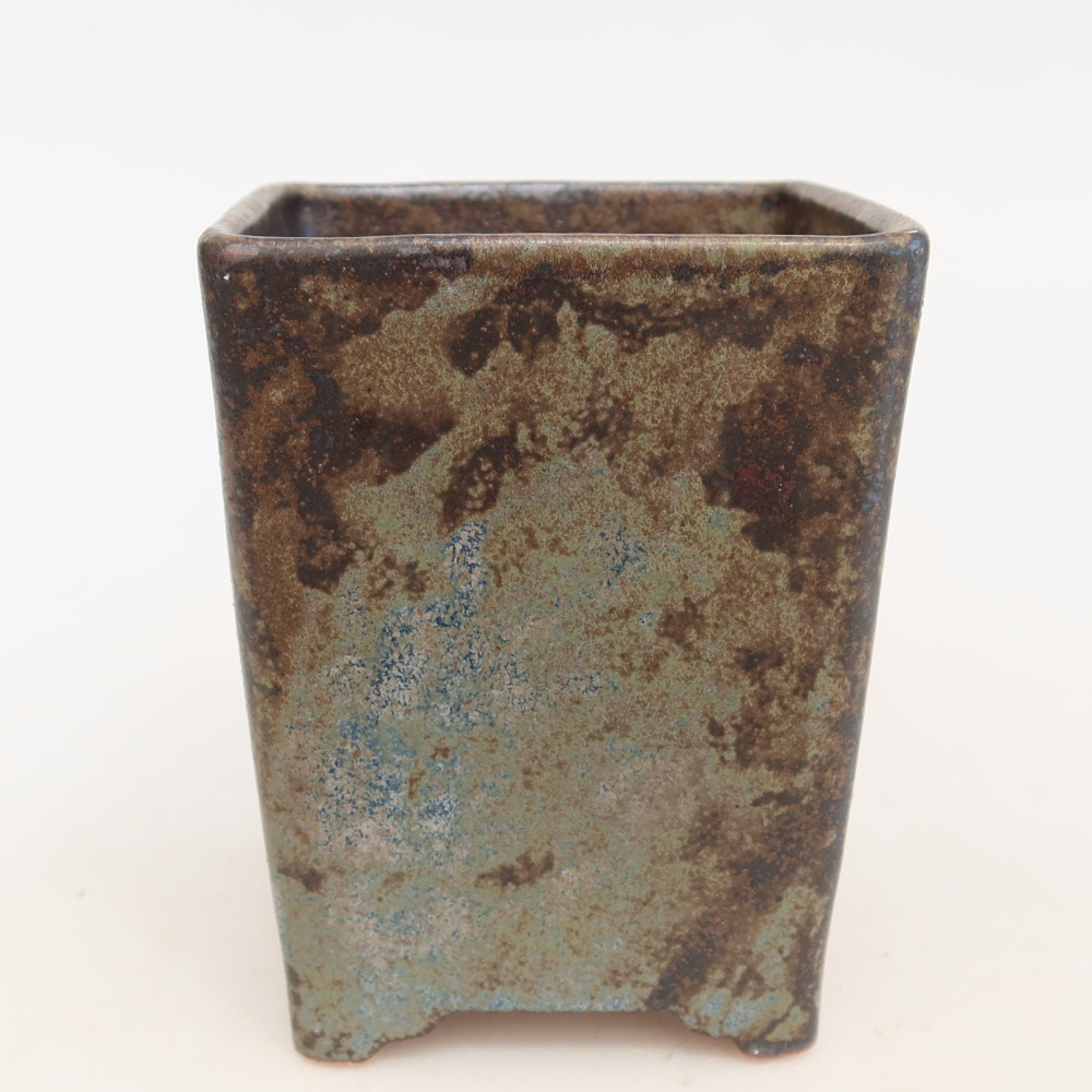 Ceramic bonsai pot, 9 x 9 x 11.5 cm, brown