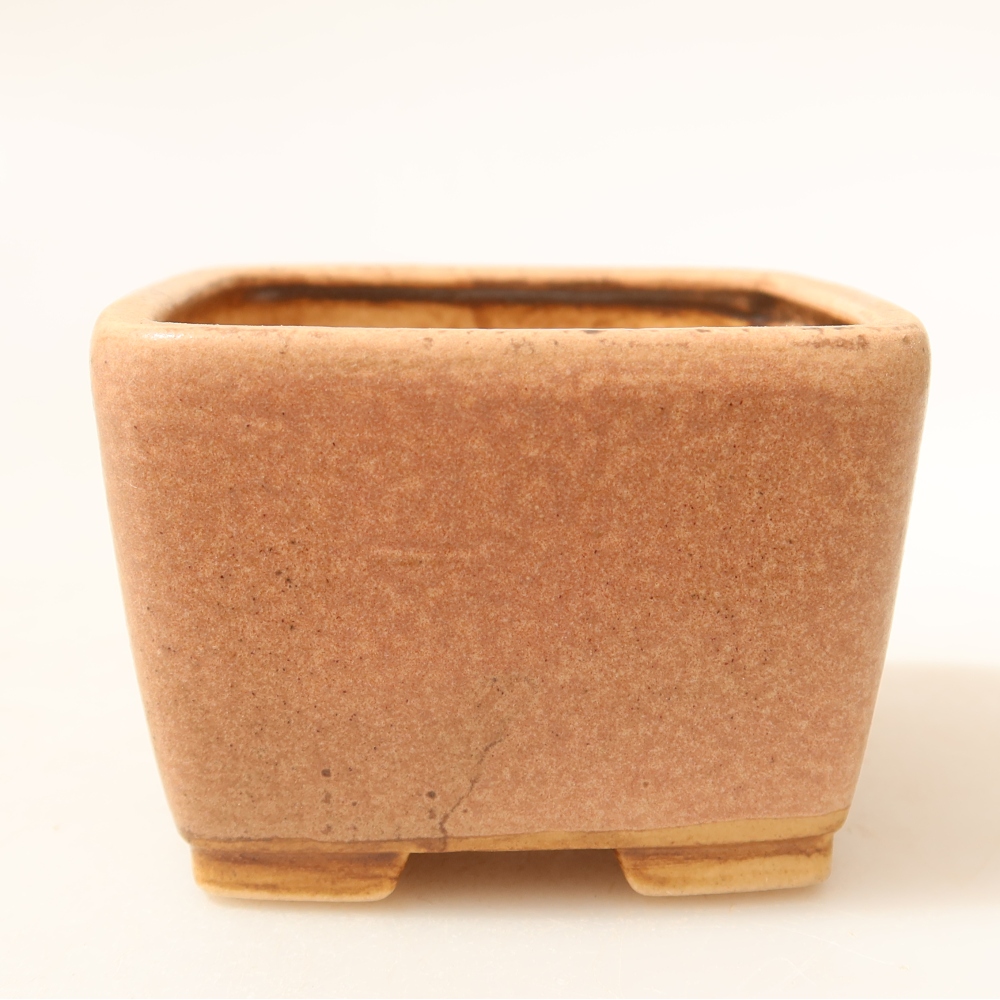 Ceramic bonsai pot, 6.5 x 6.5 x 4.5 cm, pink