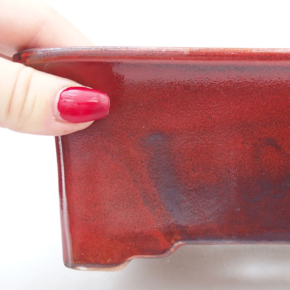 Ceramic bonsai bowl 18 x 14 x 7,5 cm, colour red