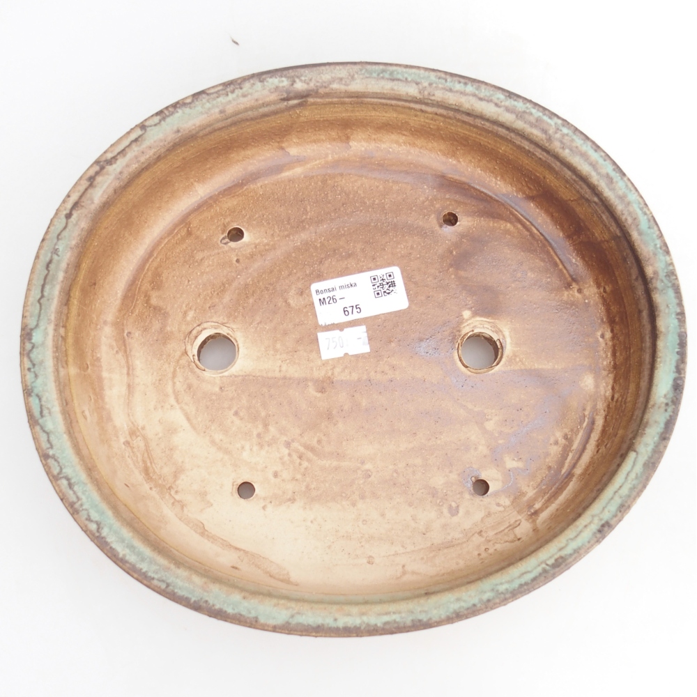 Ceramic bonsai bowl 26,5 x 24 x 5,5 cm, green