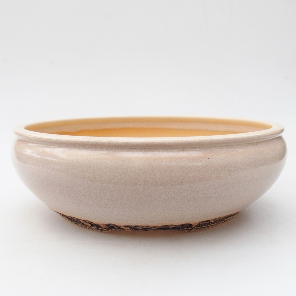 Ceramic bonsai bowl 21,5 x 21,5 x 7 cm, colour beige
