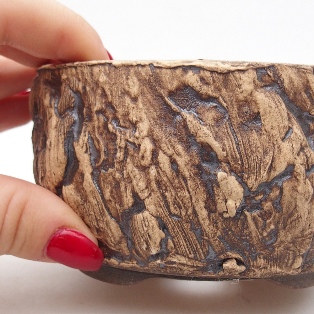 Ceramic bonsai bowl 10 x 10 x 6 cm, brown