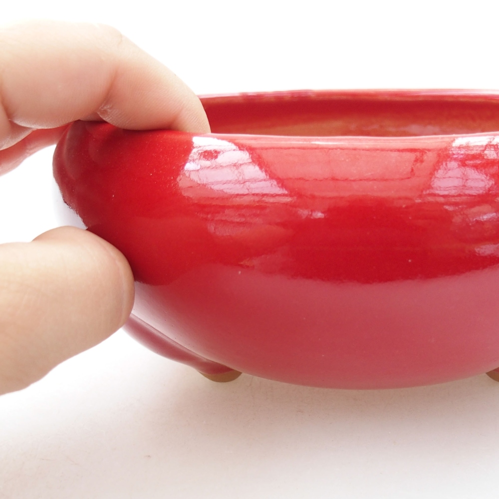 Ceramic bonsai bowl 14 x 14 x 7 cm, color red