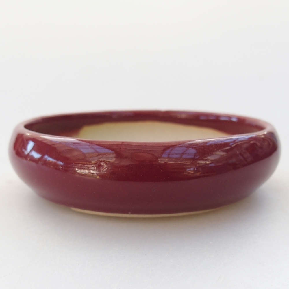 Ceramic bonsai bowl 9 x 9 x 2,5 cm, colour burgundy