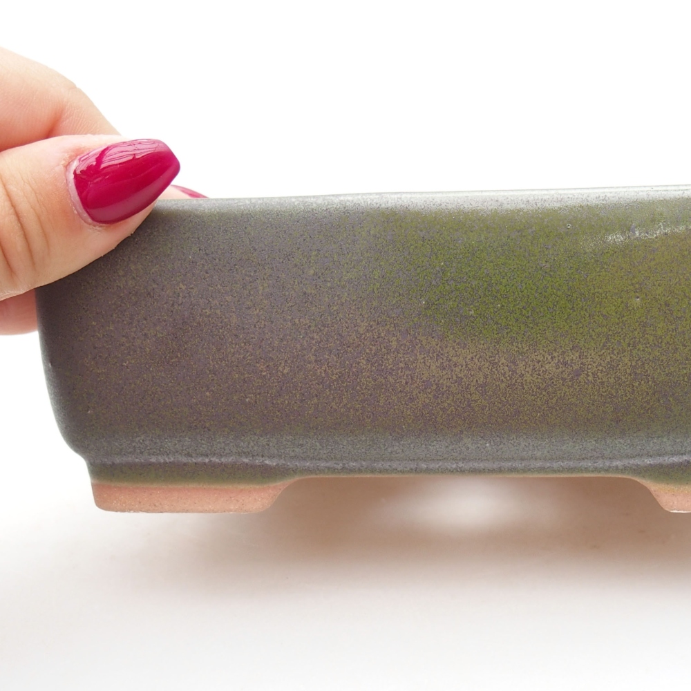 Ceramic bonsai bowl  15 x 11 x 5,5 cm, color green