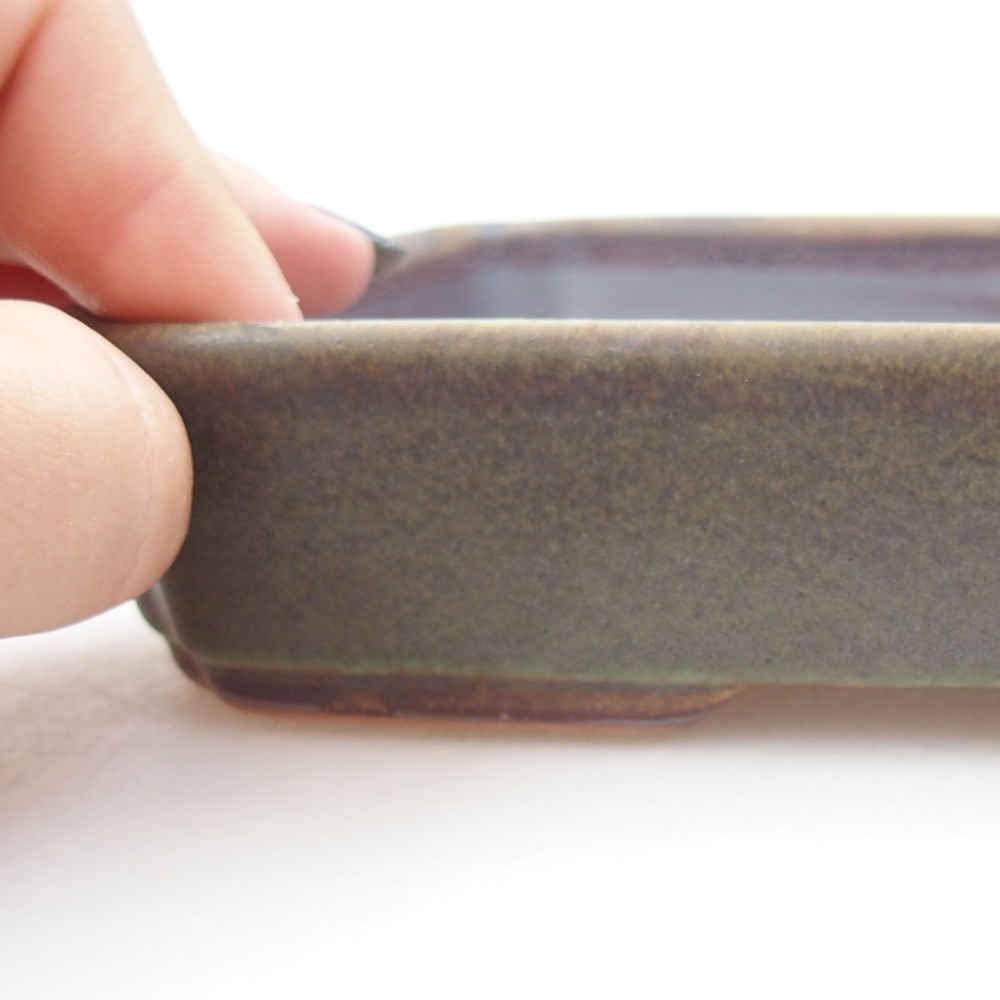 Ceramic bonsai bowl 18 x 13 x 3,5 cm, color green