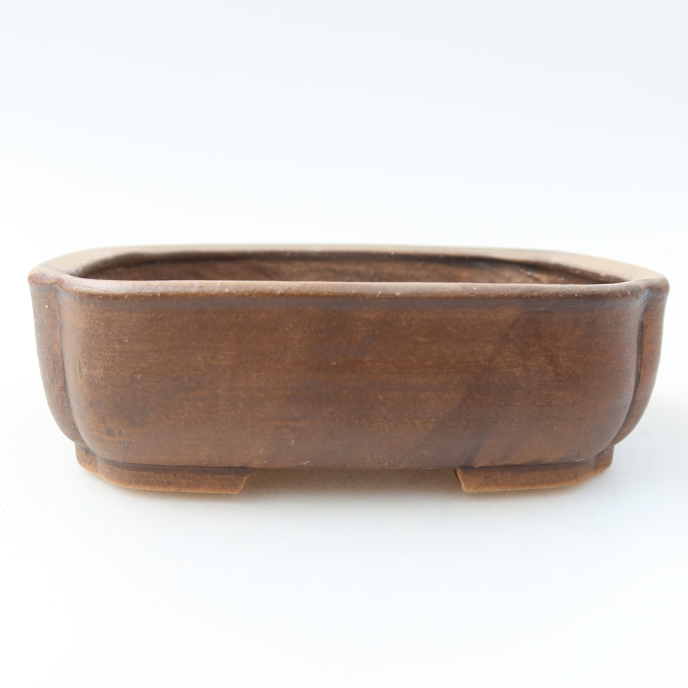 Ceramic bonsai pot, 13.5 x 12 x 4 cm, brown
