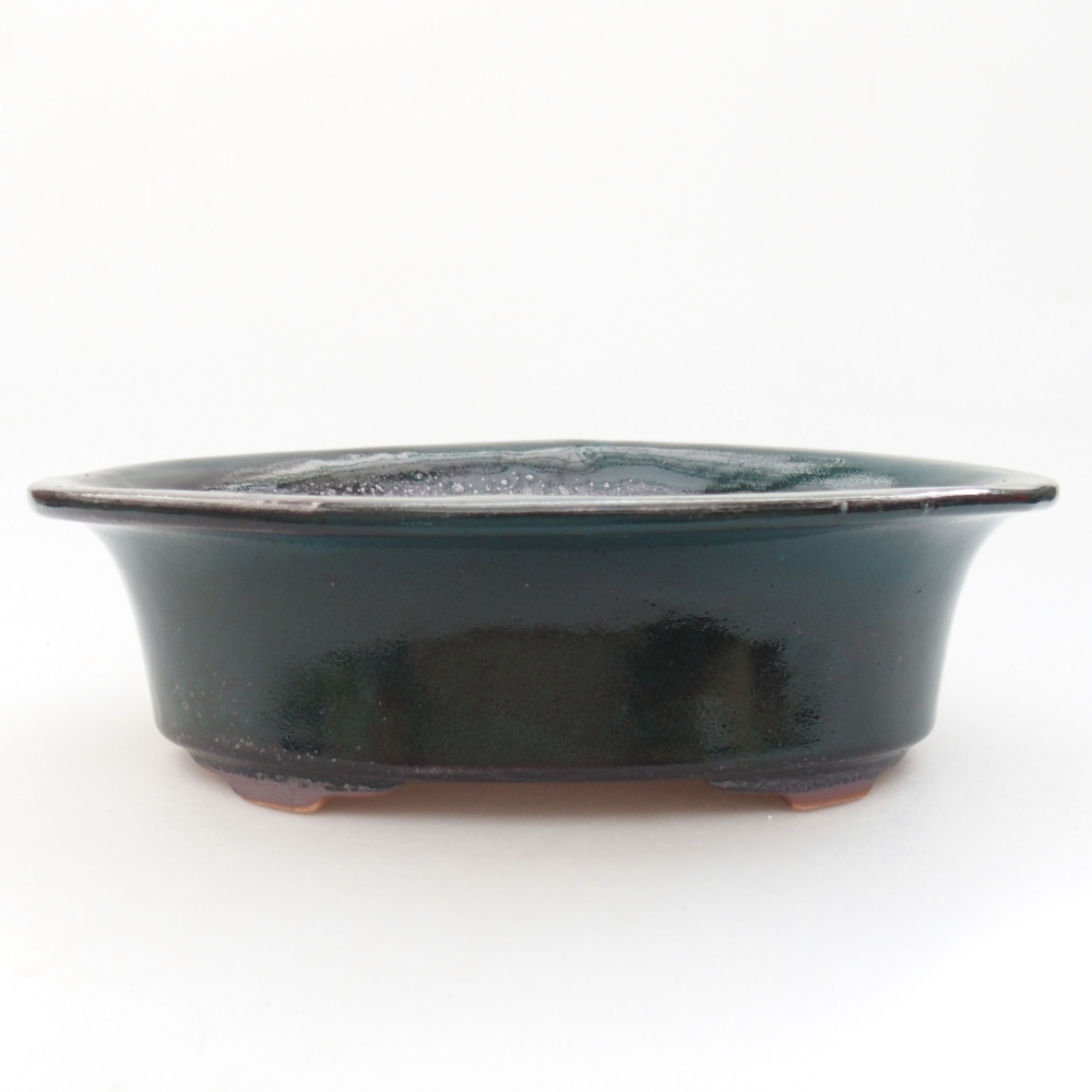 Ceramic bonsai bowl 23 x 18 x 6,5 cm, color green