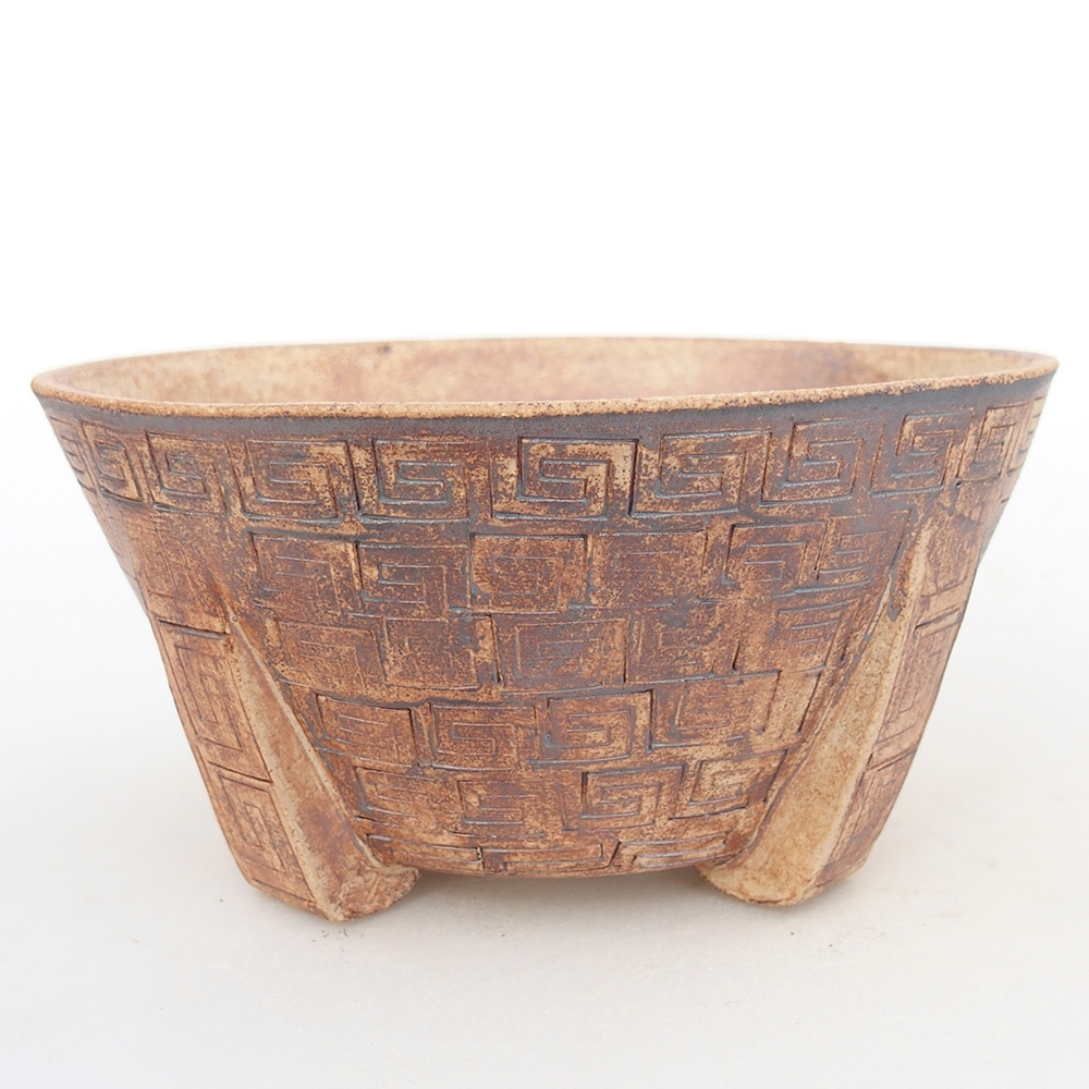 Ceramic bonsai bowl 13,5 x 13,5 x 6,5 cm, brown