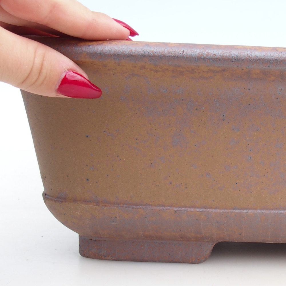 Ceramic bonsai bowl 37 x 28 x 12 cm, metal colour