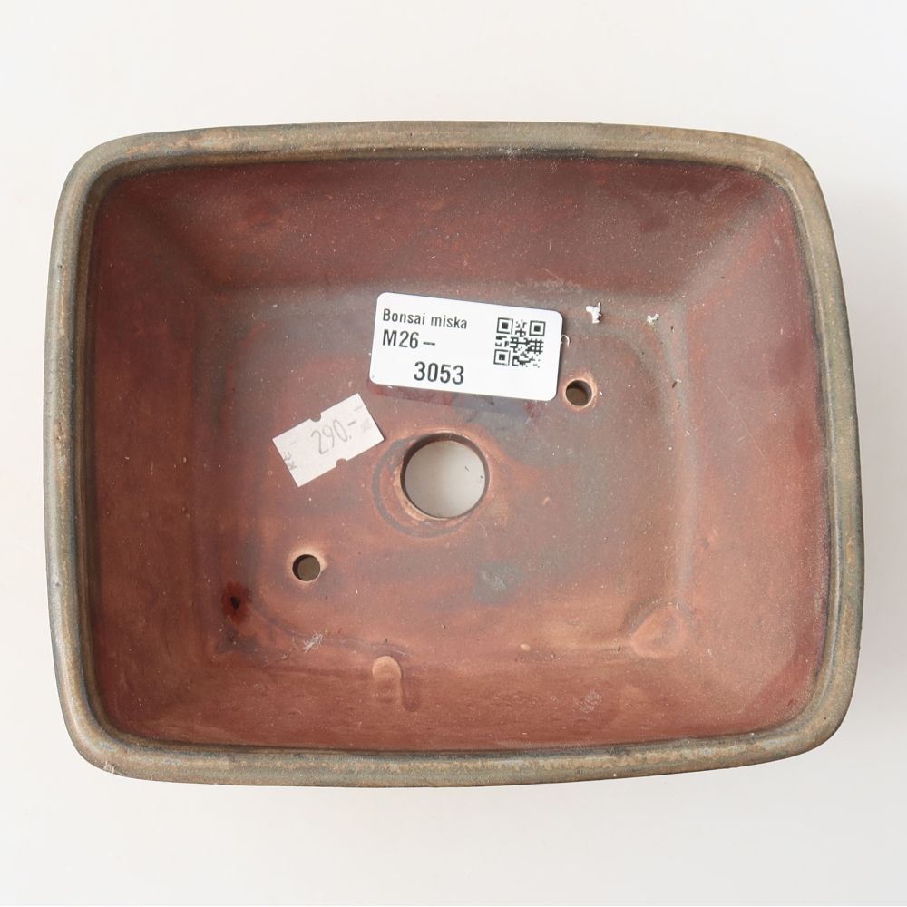 Ceramic bonsai pot, 15 x 12.5 x 5.5 cm, brown