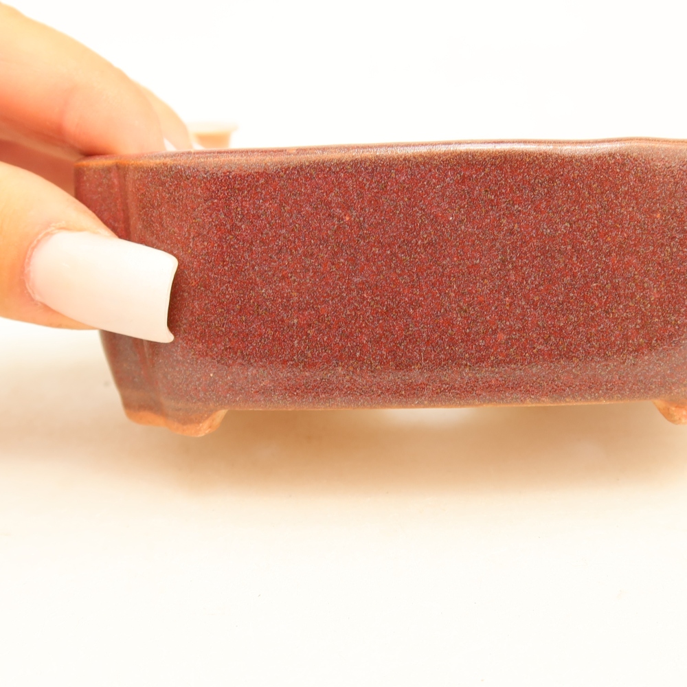 Ceramic bonsai pot, 10.5 x 8 x 4 cm, burgundy