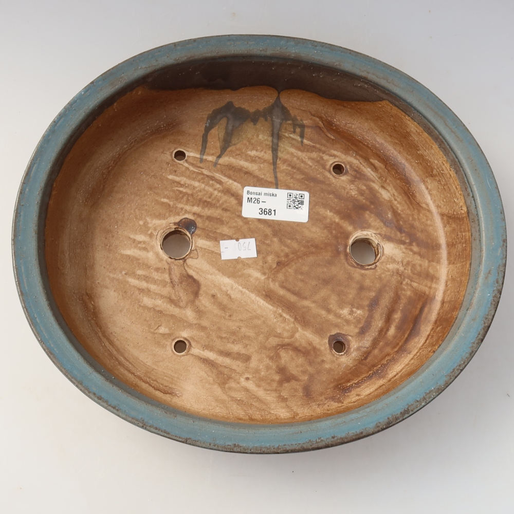 Ceramic bonsai pot, 26 x 24 x 6 cm, blue