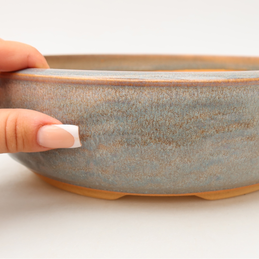 Ceramic bonsai bowl 25,5 x 25,5 x 7 cm, grey
