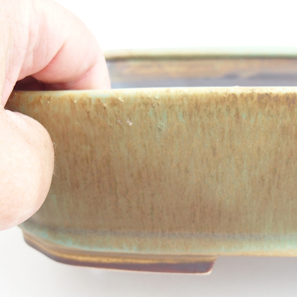 Ceramic bonsai bowl 24 x 20,5 x 6 cm, green