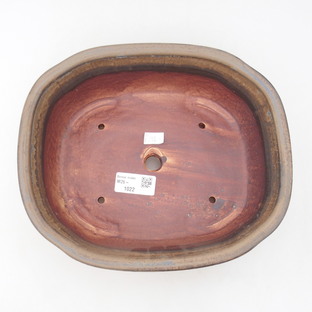 Ceramic bonsai bowl 25 x 21,5 x 7,5 cm, brown